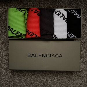 Balenciaga Men's Colorful Sock Set - Lime, Red, Black, White